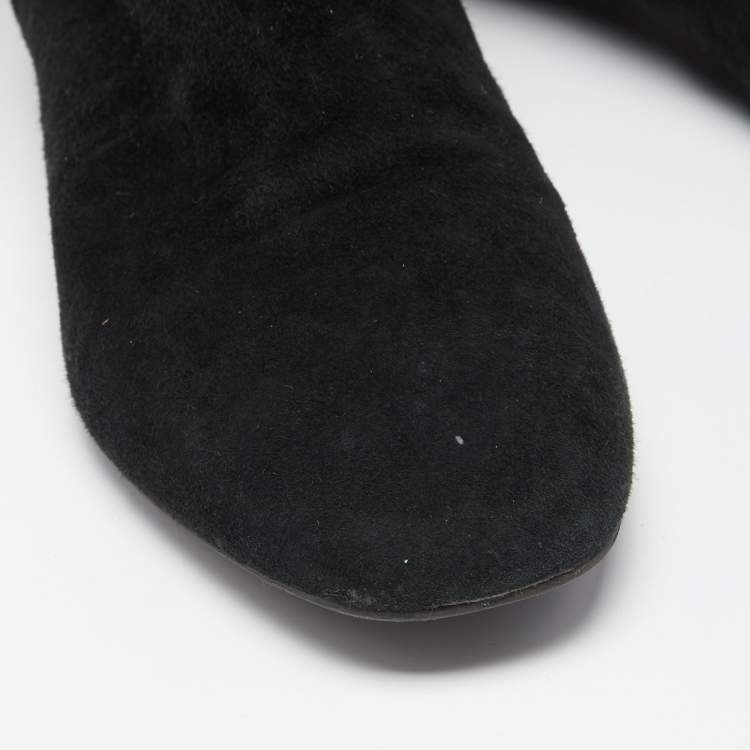 Pre Owned Tory Burch Black Suede Irene Calf Length Boots Size 39