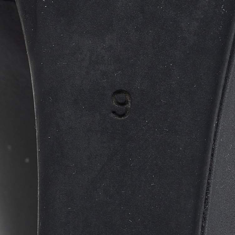 Pre Owned Tory Burch Black Leather Luna Wedge Pumps Size 39.5