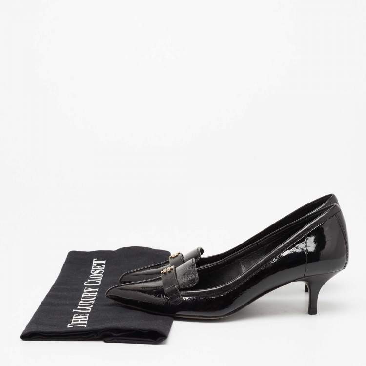 Pre Owned Tory Burch Black Patent Leather Eliza Pointed Toe Pumps Size 36 