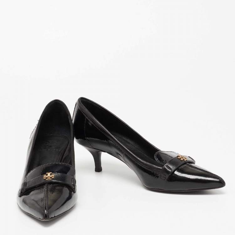 Pre Owned Tory Burch Black Patent Leather Eliza Pointed Toe Pumps Size 36 