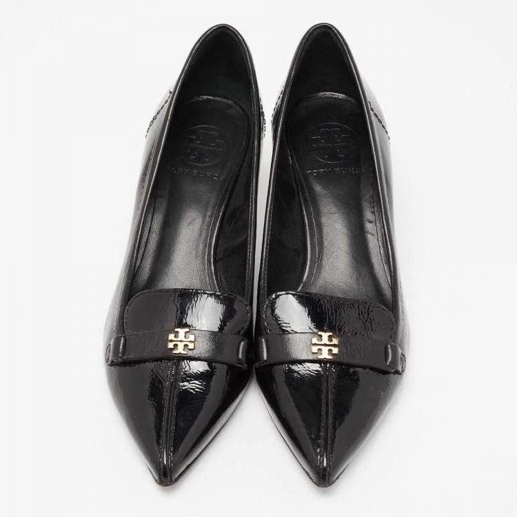 Pre Owned Tory Burch Black Patent Leather Eliza Pointed Toe Pumps Size 36 