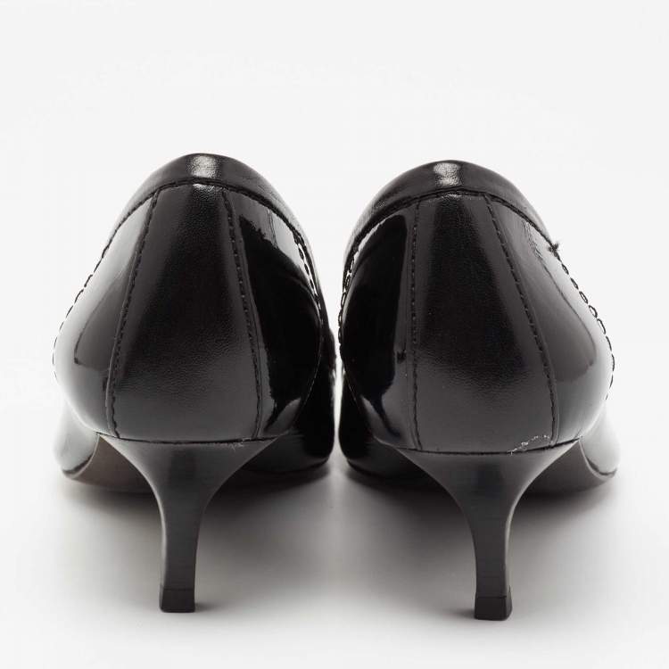 Pre Owned Tory Burch Black Patent Leather Eliza Pointed Toe Pumps Size 36 