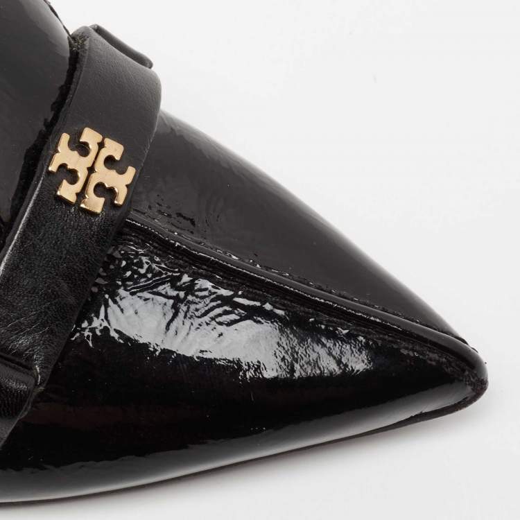 Pre Owned Tory Burch Black Patent Leather Eliza Pointed Toe Pumps Size 36 