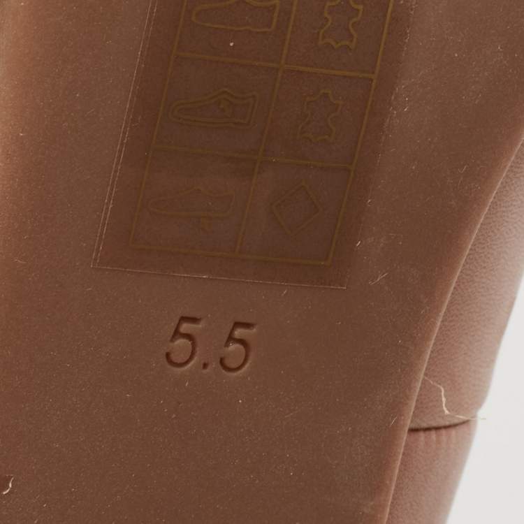 Pre Owned Tory Burch Brown Leather Round Toe Janey Pumps Size 35.5 