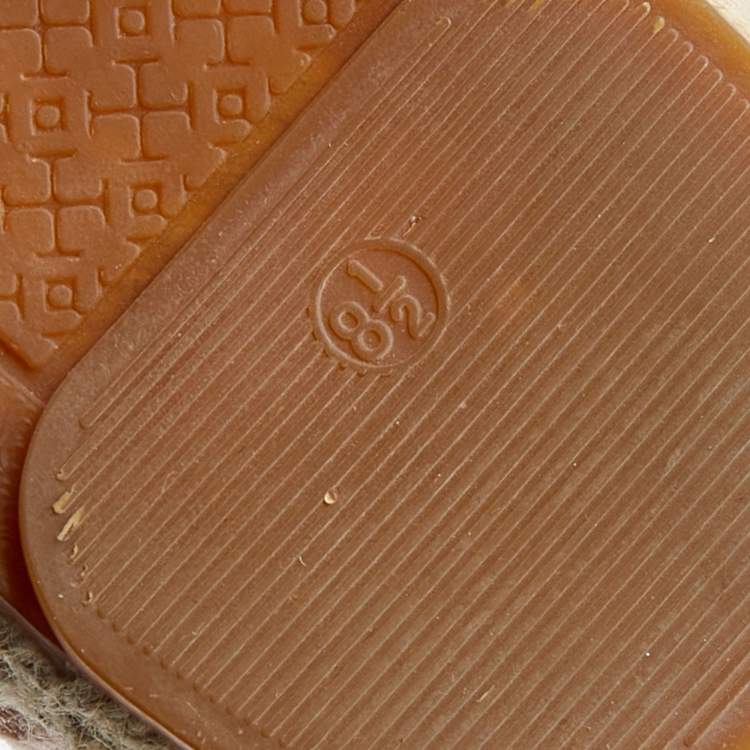 Pre Owned Tory Burch Pink Mesh Crystal Embellished Espadrille Flats Size 39