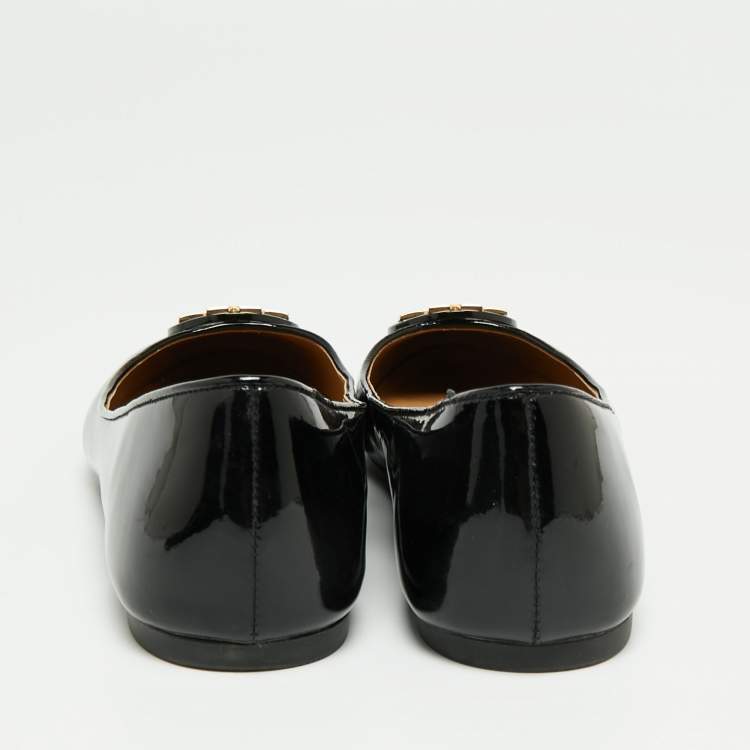 Pre Owned Tory Burch Black Patent Leather Reva Ballet Flats Size 39