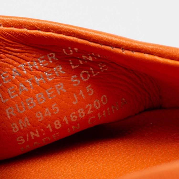 Pre Owned Tory Burch Orange Leather Round Toe Ballet Flats Size 38