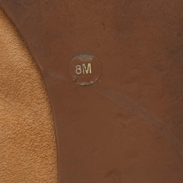 Pre Owned Tory Burch Beige Suede Bow Smoking Slippers Size 38.5