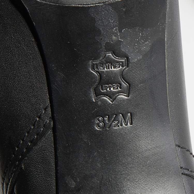 Pre Owned Tory Burch Black Leather Ankle Length Boots Size 38.5