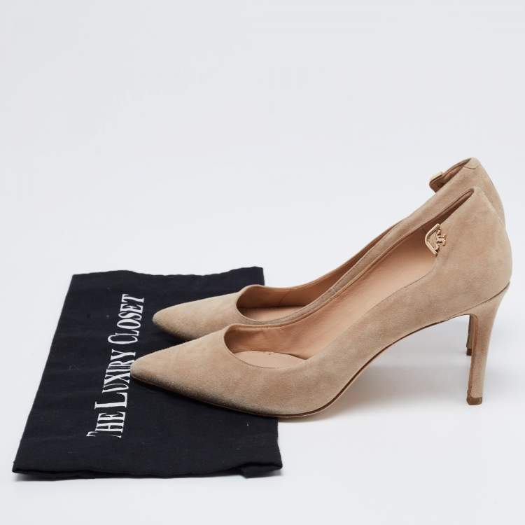 Pre Owned Tory Burch Beige Suede Elizabeth Pumps Size 39