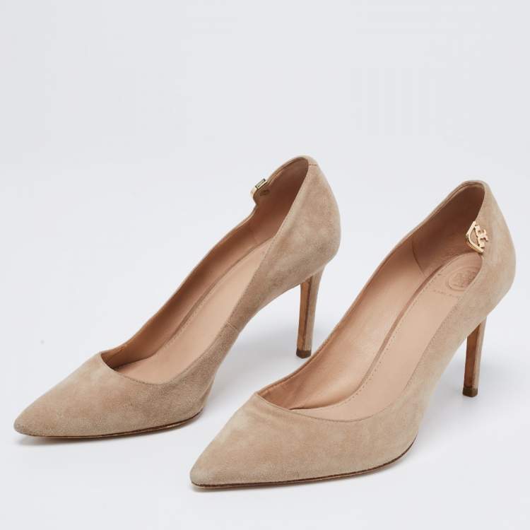 Pre Owned Tory Burch Beige Suede Elizabeth Pumps Size 39