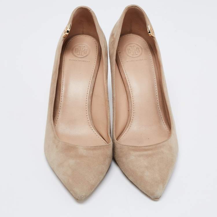 Pre Owned Tory Burch Beige Suede Elizabeth Pumps Size 39