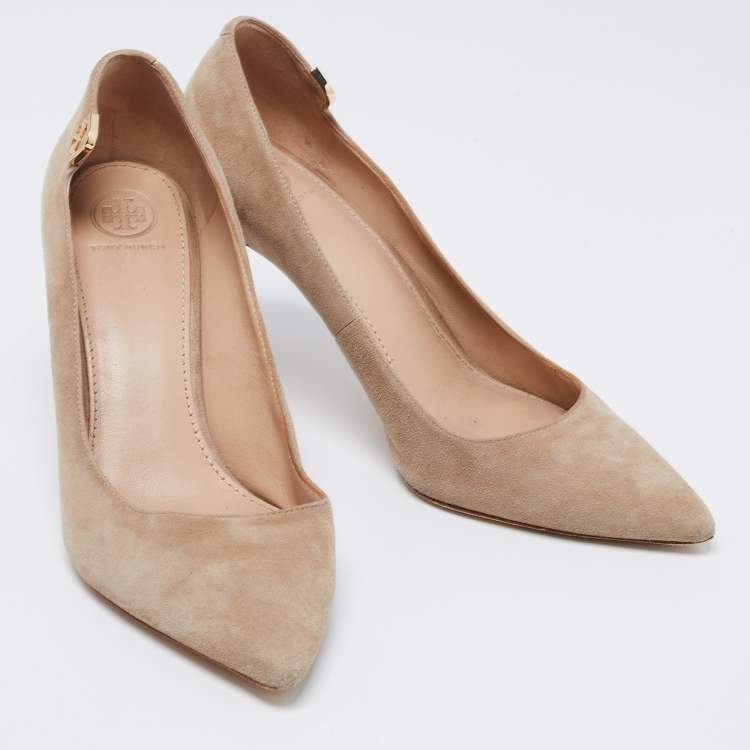 Pre Owned Tory Burch Beige Suede Elizabeth Pumps Size 39