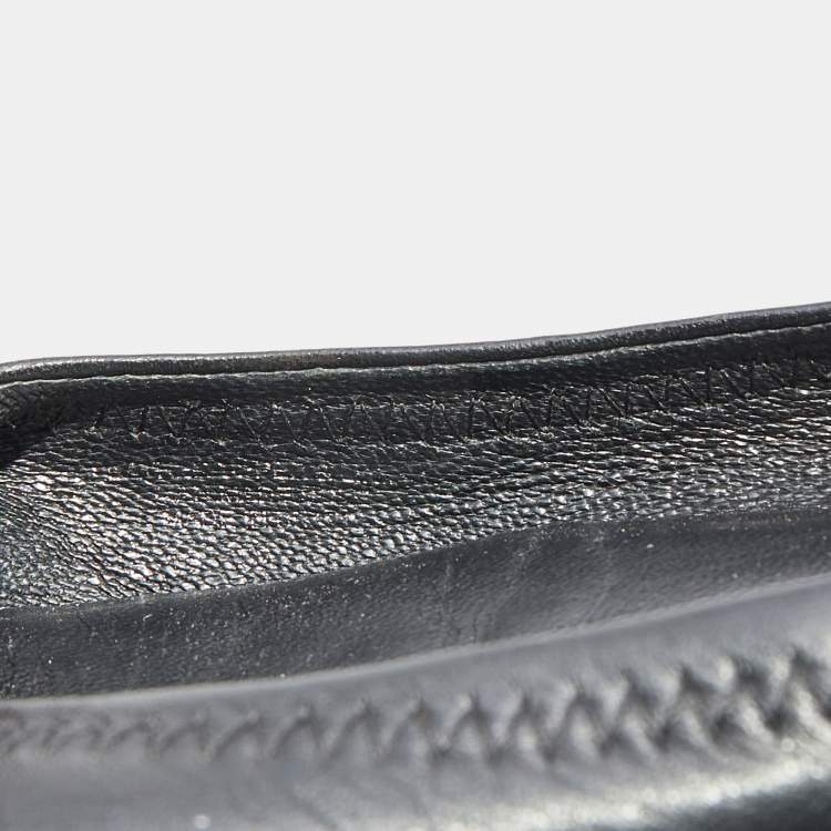مملوكة مسبقًا Tory Burch Black Leather Minnie Scrunch Ballet Flats Size 38.5