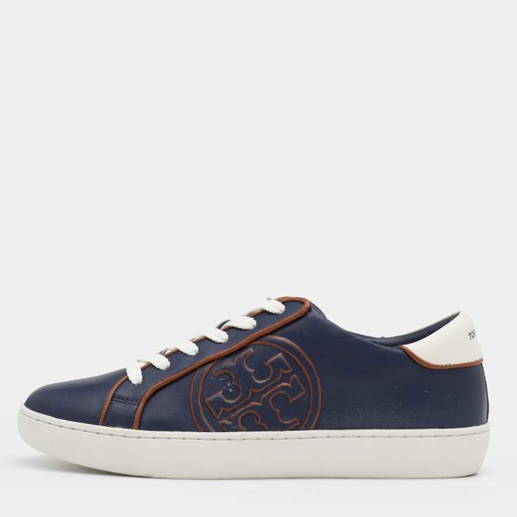 Tory Burch Navy Blue Leather Chance Low Top Sneakers Size  Tory Burch |  TLC