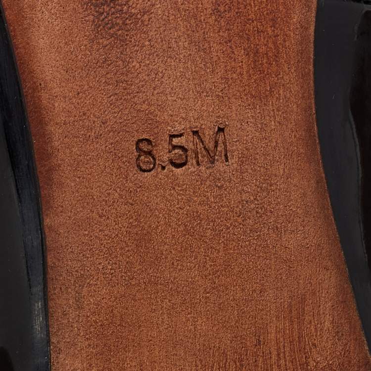 مملوكة مسبقًا Tory Burch Black Patent Leather Gigi Block Heel Pumps Size 38.5