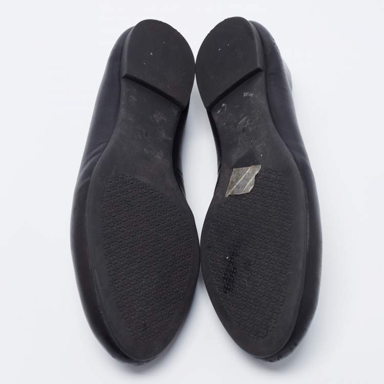 Pre Owned Tory Burch Black Leather Lowell Ballet Flats Size 38