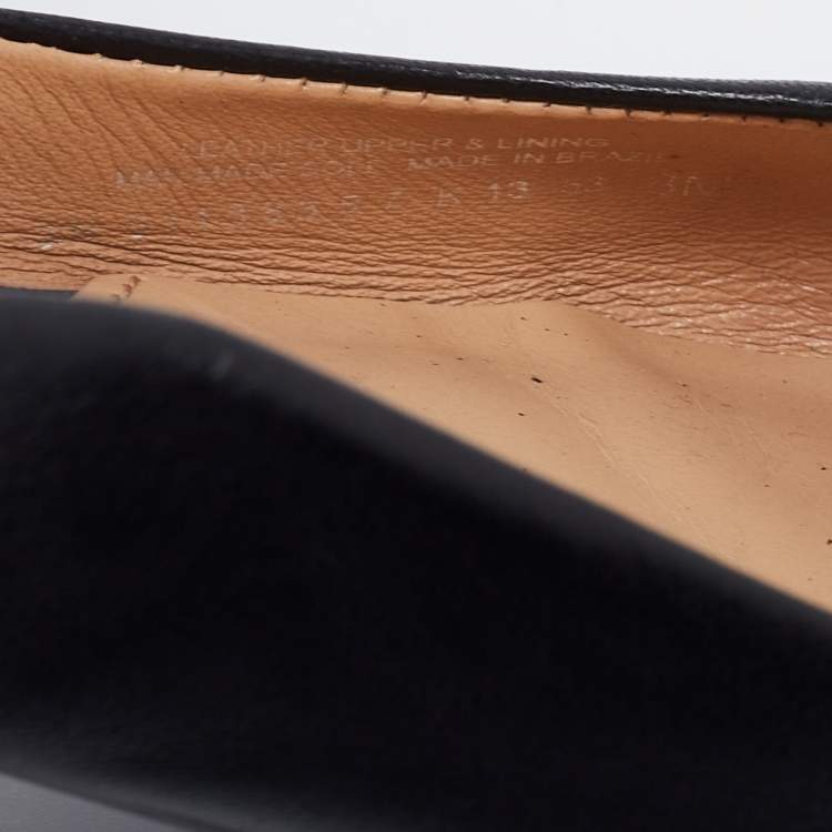مملوكة مسبقًا Tory Burch Black Leather Bow Ballet Flats Size 38