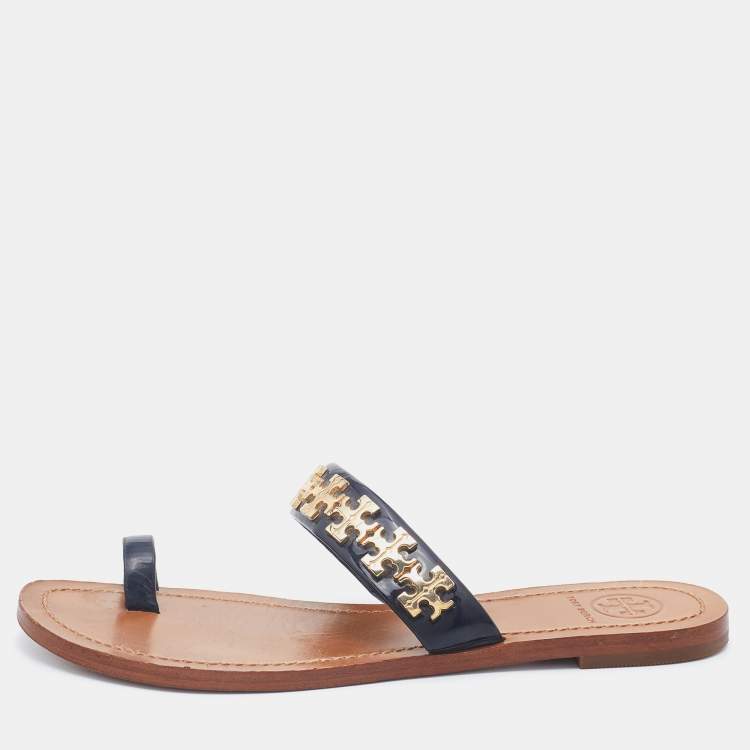 Buy Tory Burch Terra Thong Flip Flops Leather Thong Sandals (8, Perfect  Black Gold 002) Online at Lowest Price Ever in India | Check Reviews &  Ratings - Shop The World