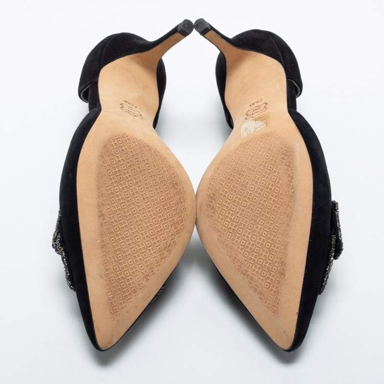 Pre Owned Tory Burch Black Suede Esme D'orsay Pumps Size 38