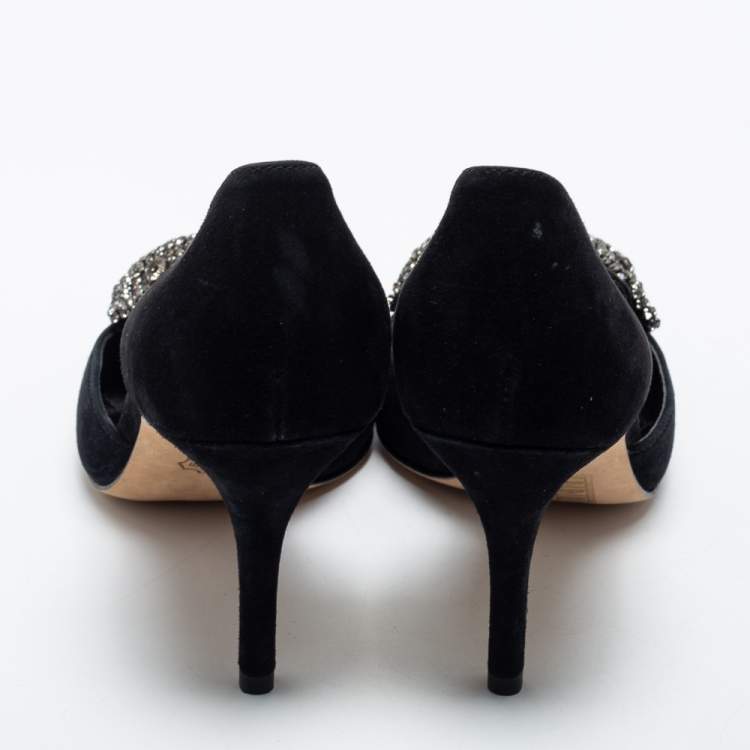 Pre Owned Tory Burch Black Suede Esme D'orsay Pumps Size 38