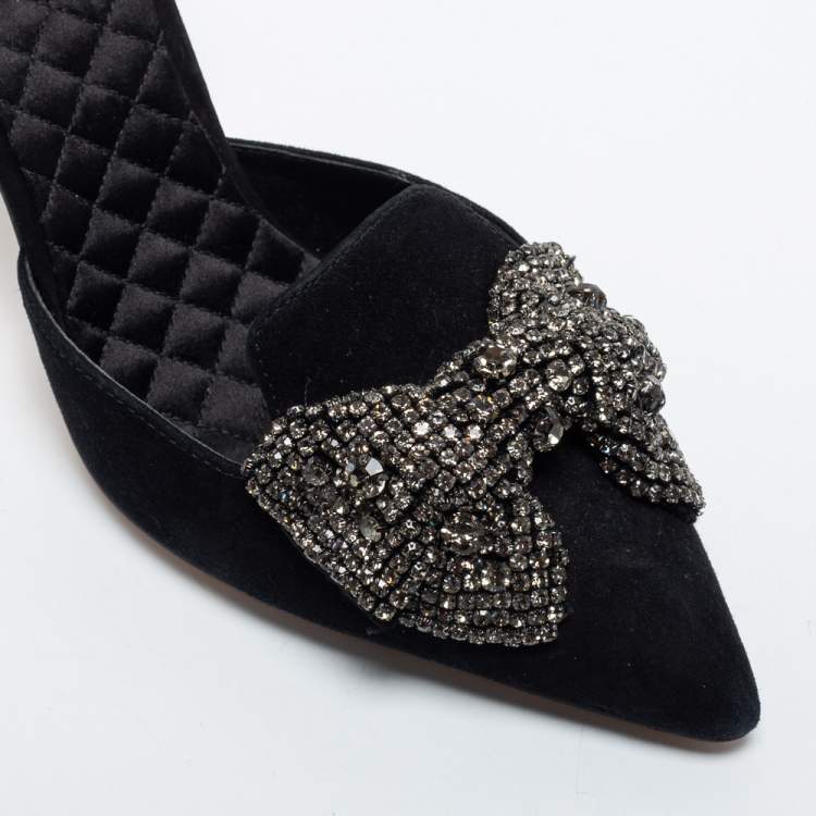 Pre Owned Tory Burch Black Suede Esme D'orsay Pumps Size 38
