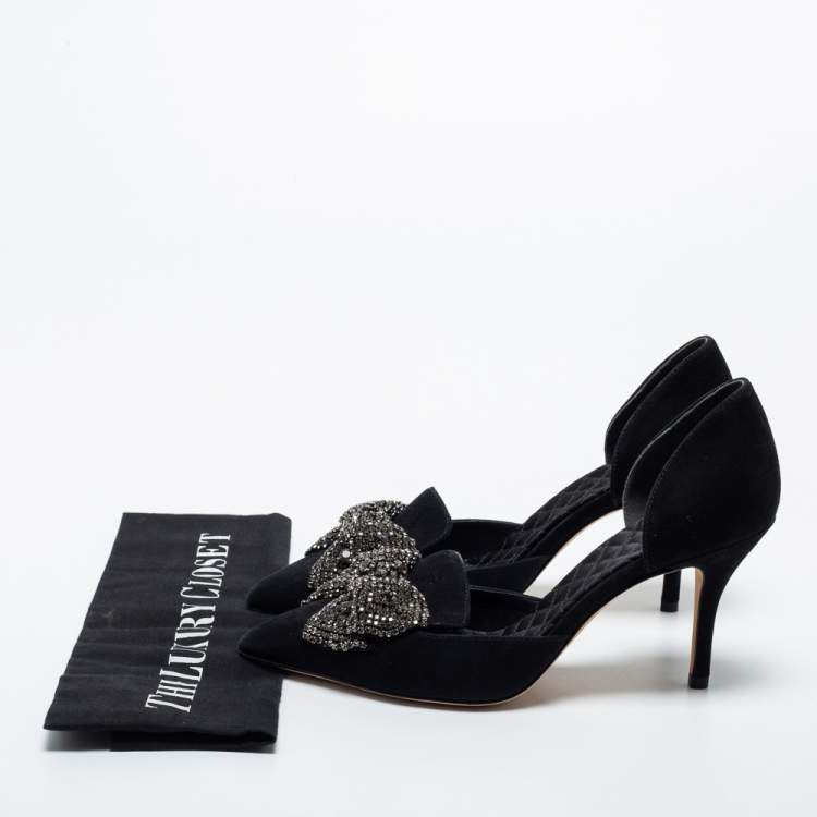 Pre Owned Tory Burch Black Suede Esme D'orsay Pumps Size 38