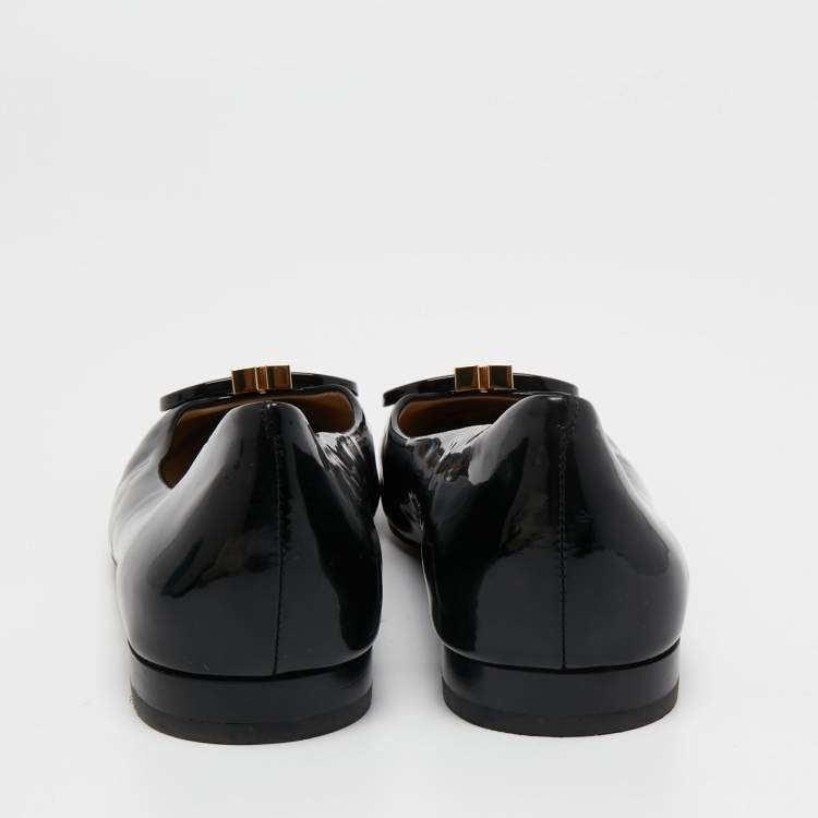 مملوكة مسبقًا Tory Burch Black Patent Leather Ballet Flats Size 36.5