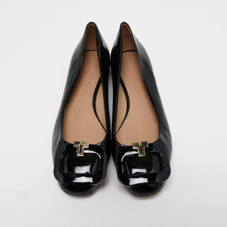 مملوكة مسبقًا Tory Burch Black Patent Leather Ballet Flats Size 36.5