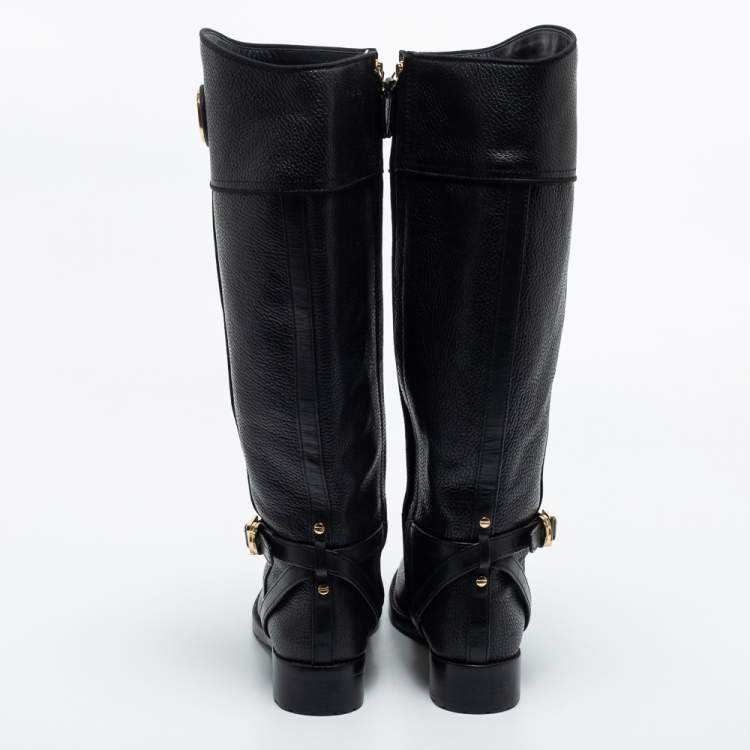 مملوكة مسبقًا Tory Burch Black Leather Knee Length Boots Size 38