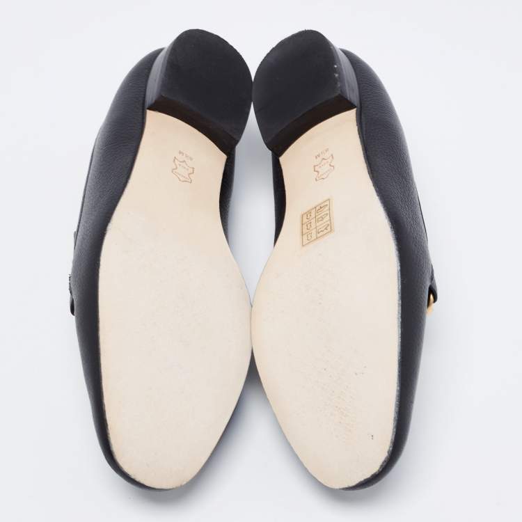 مملوكة مسبقًا Tory Burch Black Leather Jessa Loafers Size 38.5 