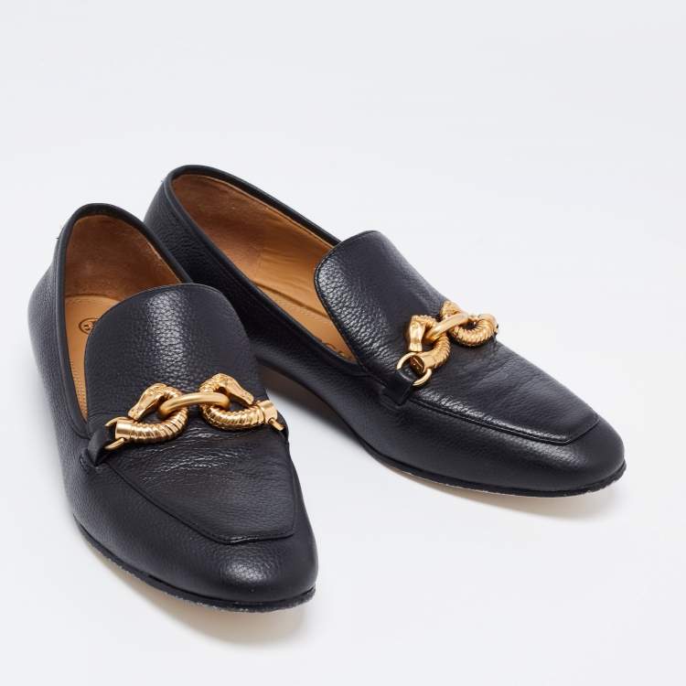 مملوكة مسبقًا Tory Burch Black Leather Jessa Loafers Size 38.5 