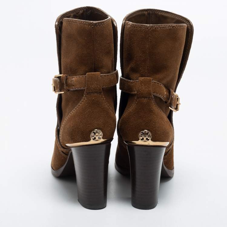 Pre Owned Tory Burch Brown  Suede Buckle Ankle Boots Size 37