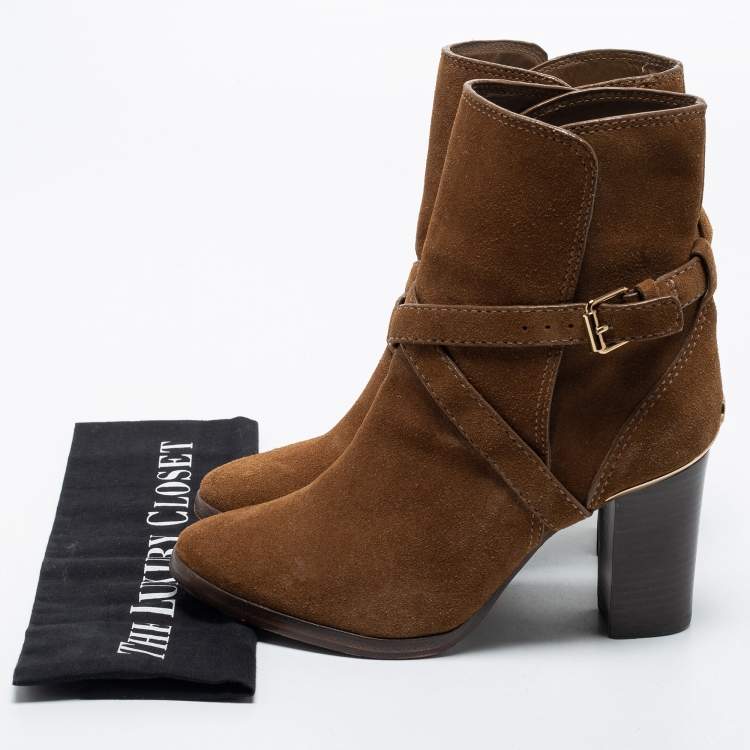 Pre Owned Tory Burch Brown  Suede Buckle Ankle Boots Size 37