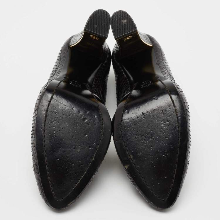 Pre Owned Tory Burch Black Python Pumps Size 37