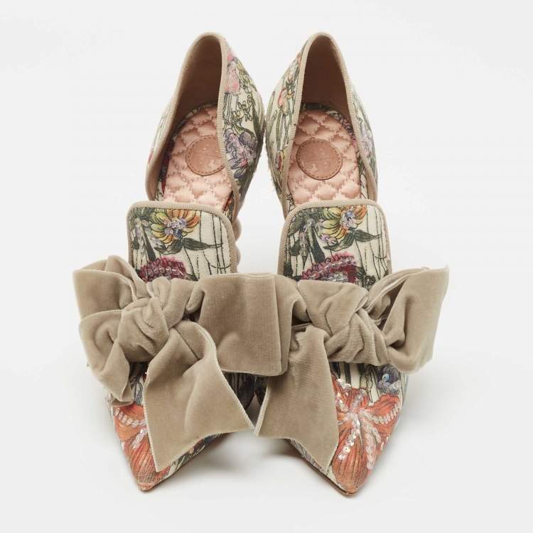 Pre Owned Tory Burch Multicolor Brocade Fabric Pumps Size 36.5
