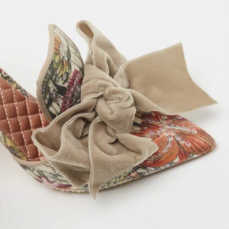 Pre Owned Tory Burch Multicolor Brocade Fabric Pumps Size 36.5