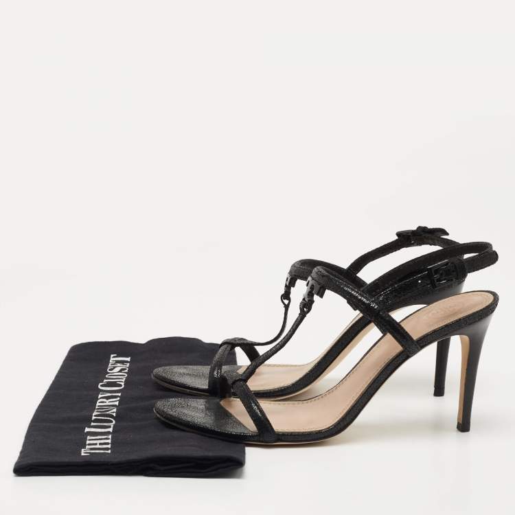 Pre Owned Tory Burch Black Suede Ankle Strap Sandals Size 38.5