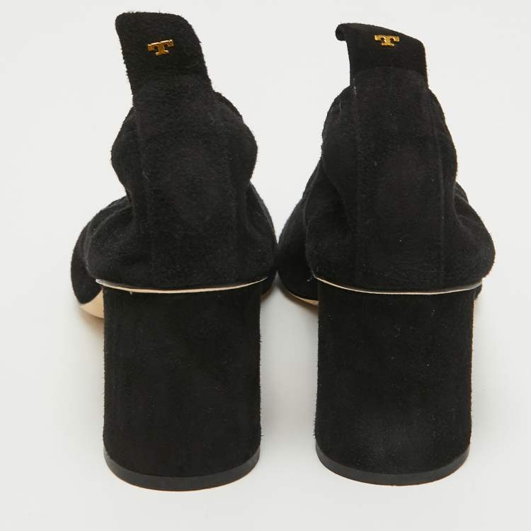 Pre Owned Tory Burch Black Suede Block Heel Pumps Size 40.5