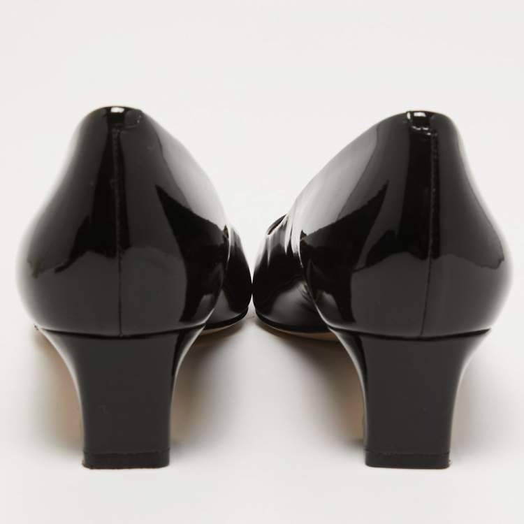 Pre Owned Tory Burch Black Patent Leather Raleigh Pumps Size 40