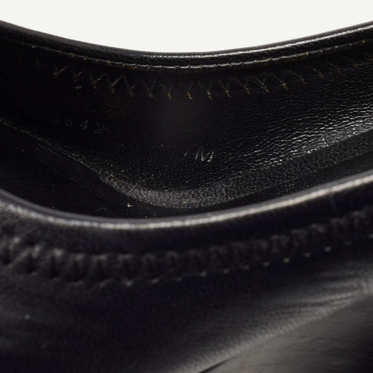 Pre Owned Tory Burch Black Leather Sally Wedge Pumps Size 37.5