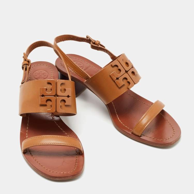 مملوكة مسبقًا Tory Burch Brown Leather Lowell Sandals Size 37