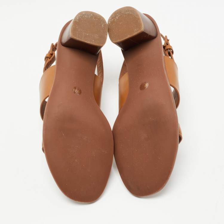 مملوكة �مسبقًا Tory Burch Brown Leather Lowell Sandals Size 37
