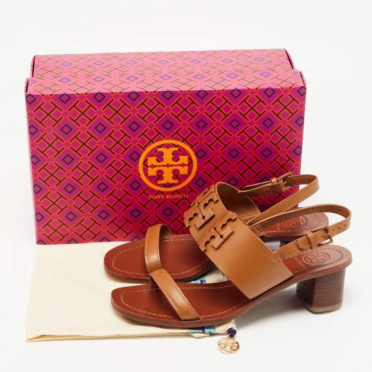 مملوكة مسبقًا Tory Burch Brown Leather Lowell Sandals Size 37