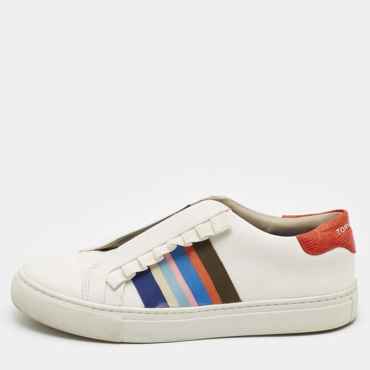 Tory Burch Multicolor Leather Rainbow Strap Sneakers Size