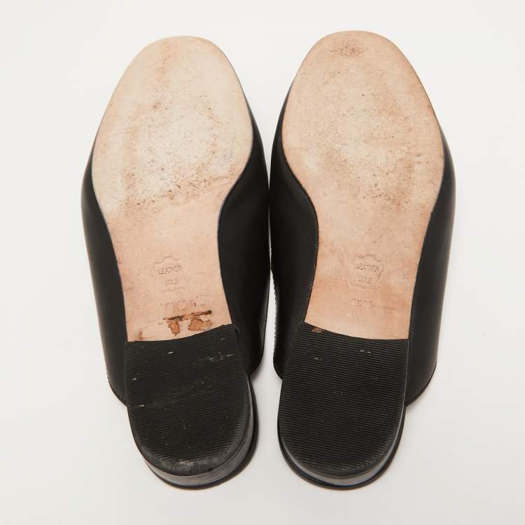 مملوكة مسبقًا Tory Burch Black Leather Amelia Flat Mules Size 36.5 