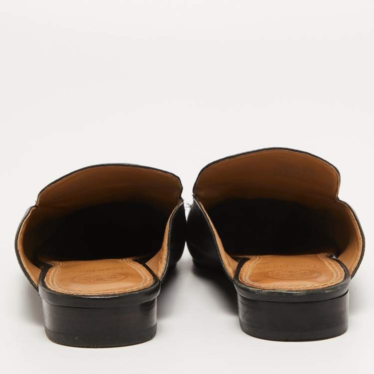 مملوكة مسبقًا Tory Burch Black Leather Amelia Flat Mules Size 36.5 