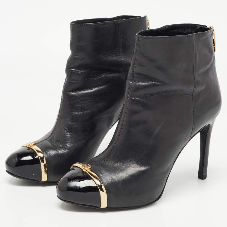 tory burch black leather booties