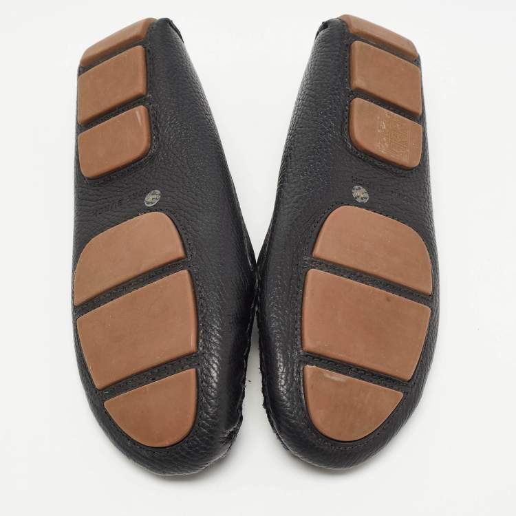 Pre Owned Tory Burch Black Leather Lowell Slip On Loafers Size 36.5