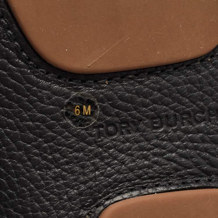 Pre Owned Tory Burch Black Leather Lowell Slip On Loafers Size 36.5